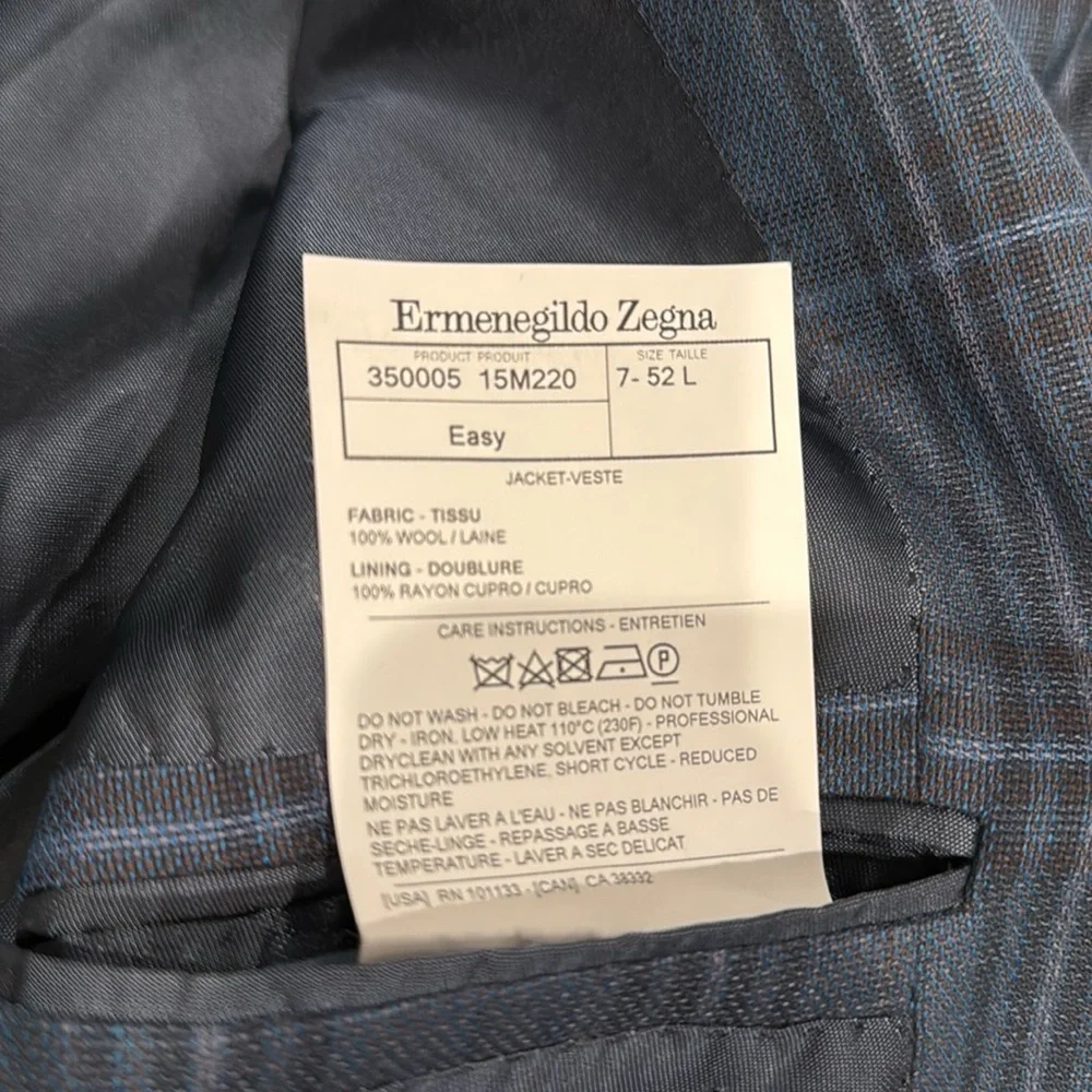 Ermenegildo Zegna Men's Blue Wool Plaid Blazer